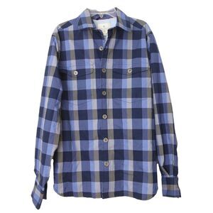Construct Lined Plaid Shirt S Shacket Cotton Button Blue Long Sleeve NEW B55